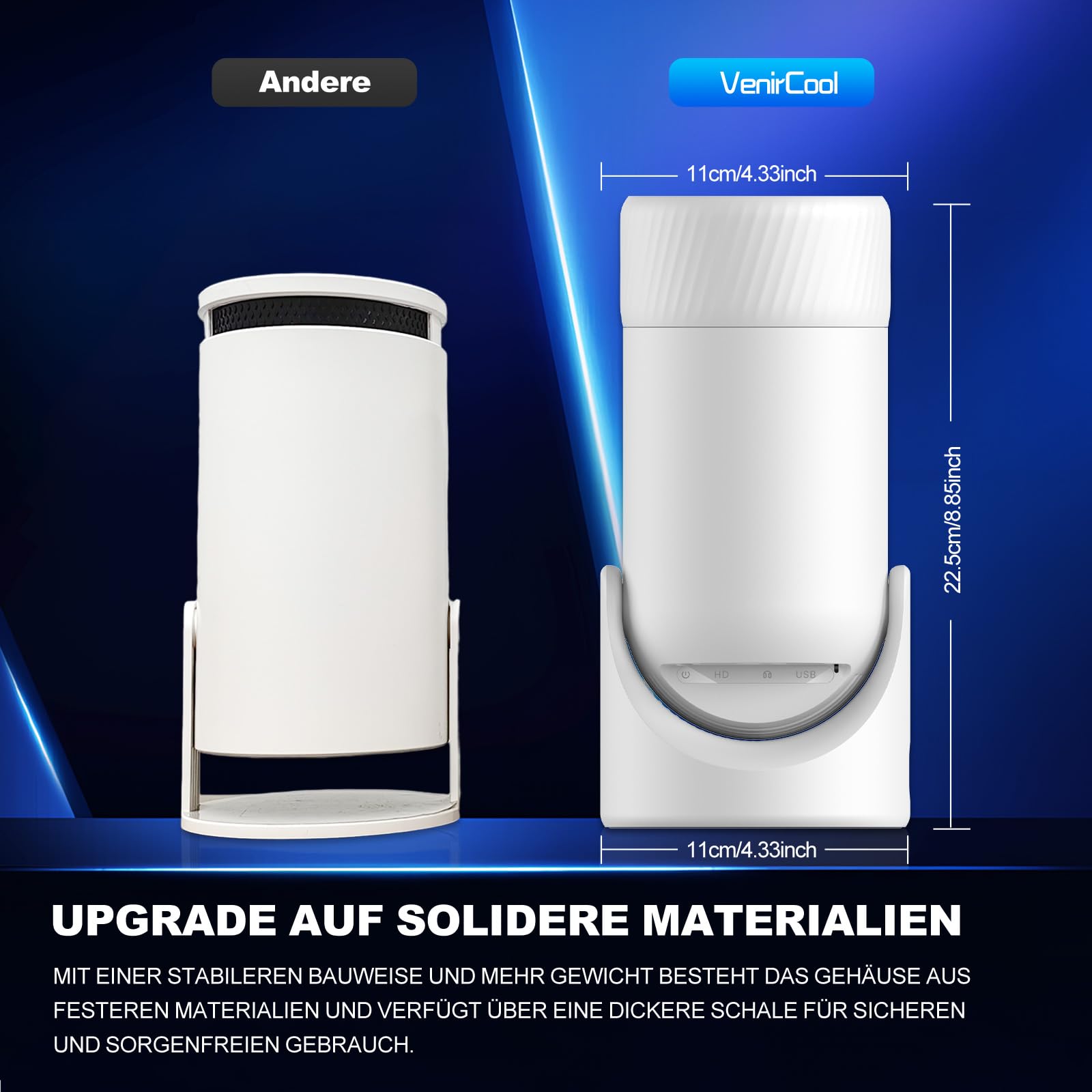 Mini proiettore con Bluetooth 5.0, proiettore portatile VenirCool P2 13000 L, supporto 4K con correzione trapezoidale elettrica WiFi6, supporto girevole a 180° per film domestici