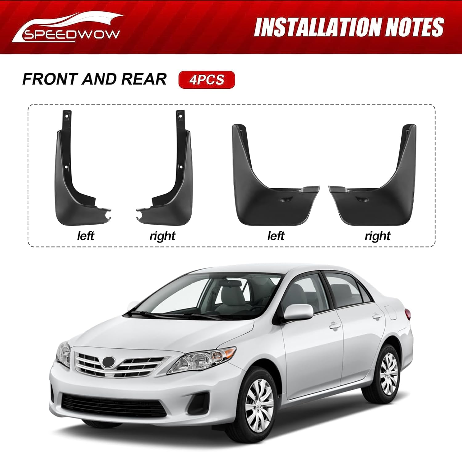 SPEEDWOW 2009-2013 Toyota Corolla Mud Flaps Splash Guards Tire Protector No Need to Drill Holes(Set of 4)
