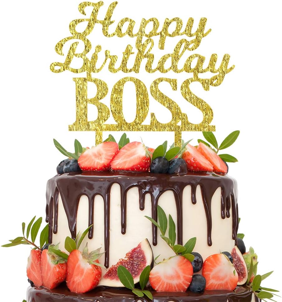 Happy Birthday Boss Cake Images Buy Happy Birthday Boss Gold Glitter Cake Topper Funny For Boss Birthday  Party Decoration Online At Lowest Price In Japan. B07Dwv7Wvc