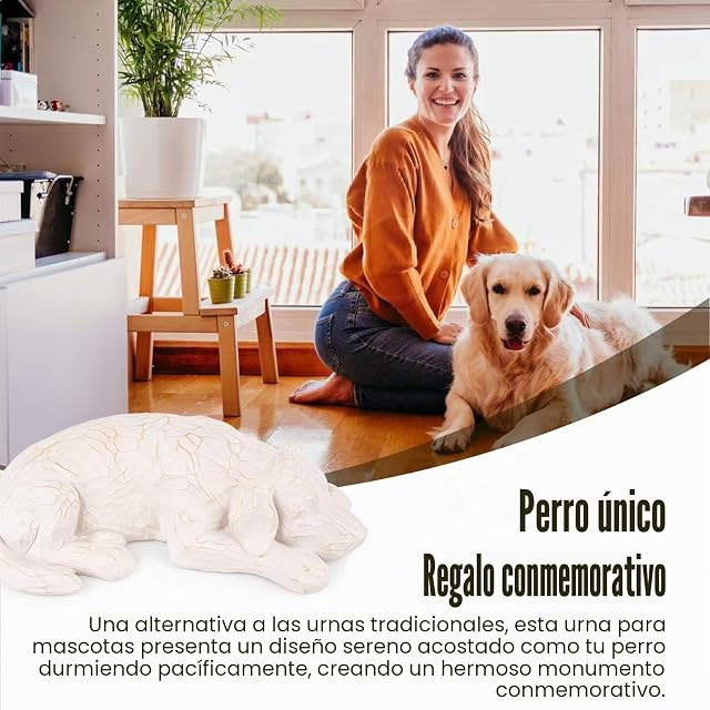 Foto 4 de 7 de VIPbuy Regalo conmemorativo para perro, urna esculpida de resina para cenizas, recuerdo de mascotas (blanco)