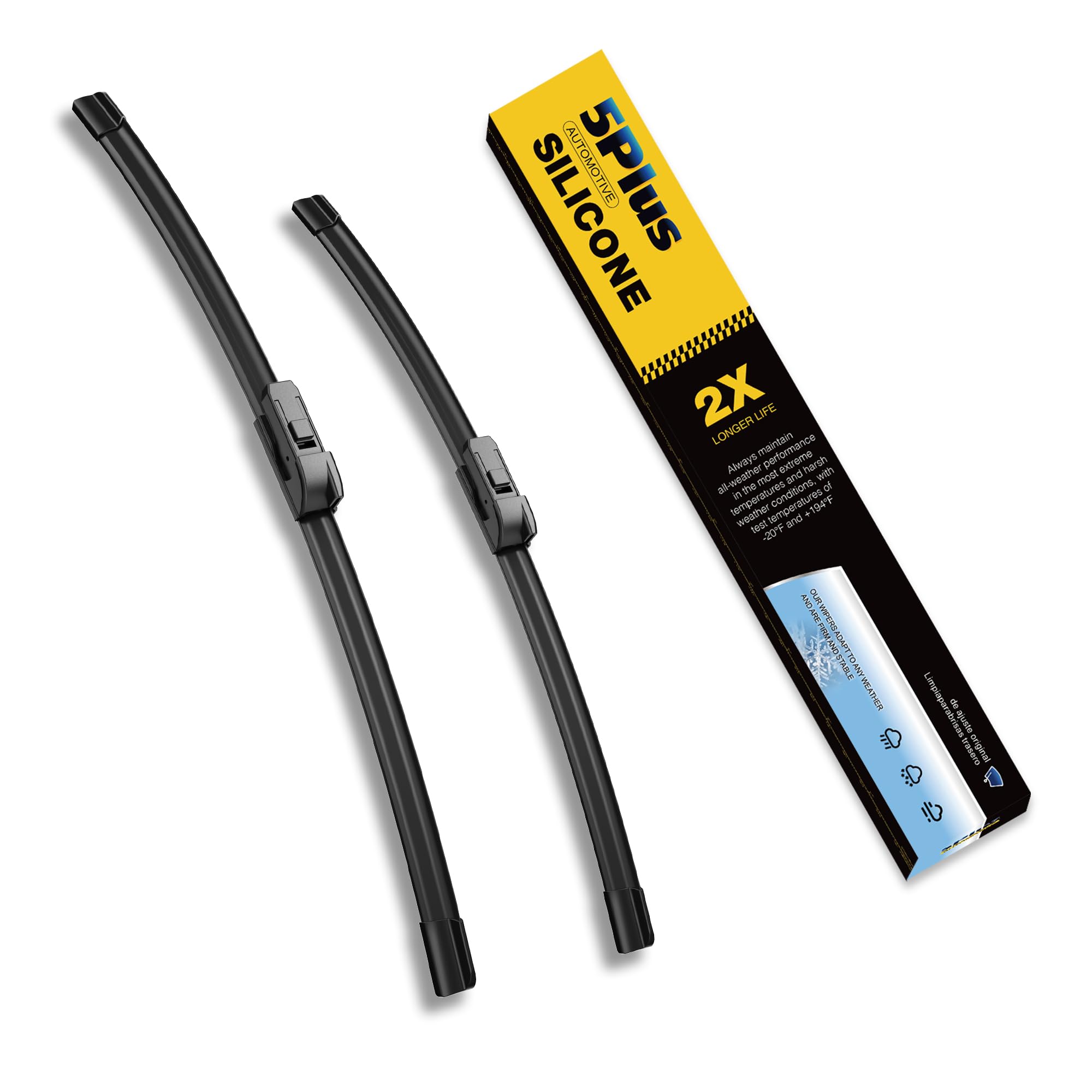 5 PLUS Premium Silicone Wiper Blades 26"+16" Front Windshield Wipers 2-PACK | 5 PLUS Wipers Fits 2024-2026 Chevy Trax, Waterproof Rain Wiping, Streak-Free Visibility, Long Lasting Harsh Weather Design
