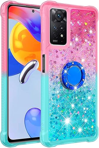 Miniatura 2 de Monwutong Funda de teléfono para Xiaomi Redmi Note 11 Pro 5G4G, brillante efecto arena movediza TPU parachoques con cuatro esquinas cubierta de
