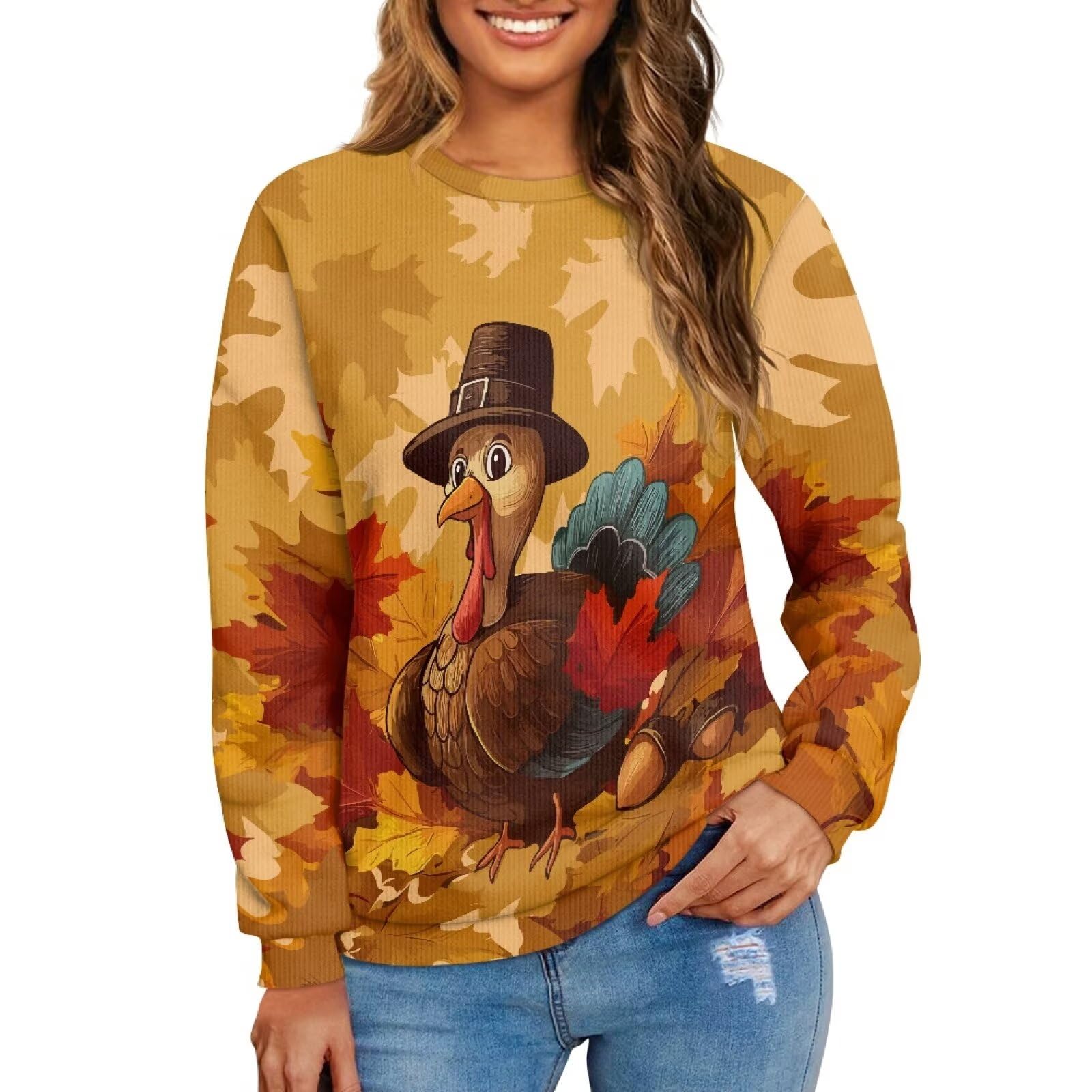 Knit Sweaters for Women Long Sleeve Crewneck Pullover Sweater Loose Fit Jumper Tops Comfy Warm Fall Winter Tops