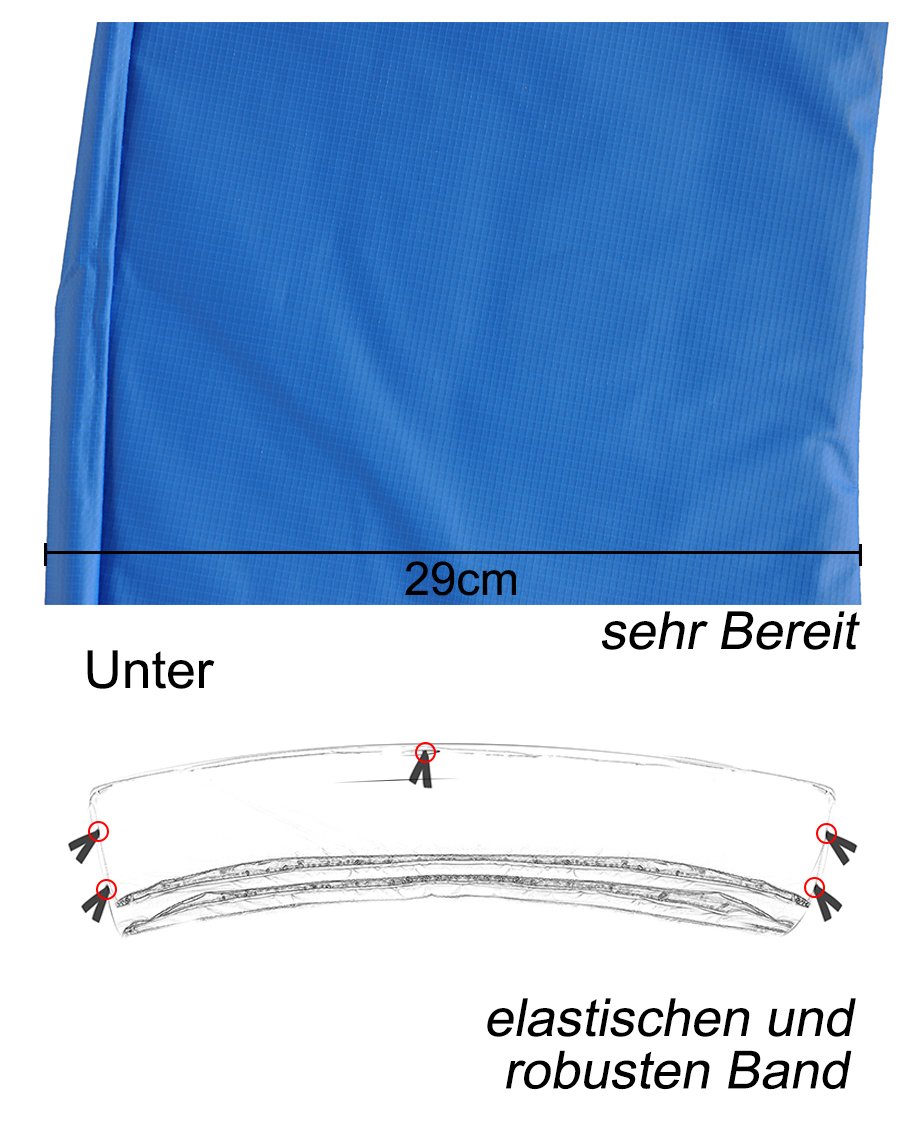 Cuscino di Protezione del Trampolino Ø 244 305 366 396 397 400 426 427 cm, Copertura del Bordo del Trampolino Elastico, Cuscino di Sicurezza di Sostituzione, 100% Resistente ai Raggi UV, Antistrappo