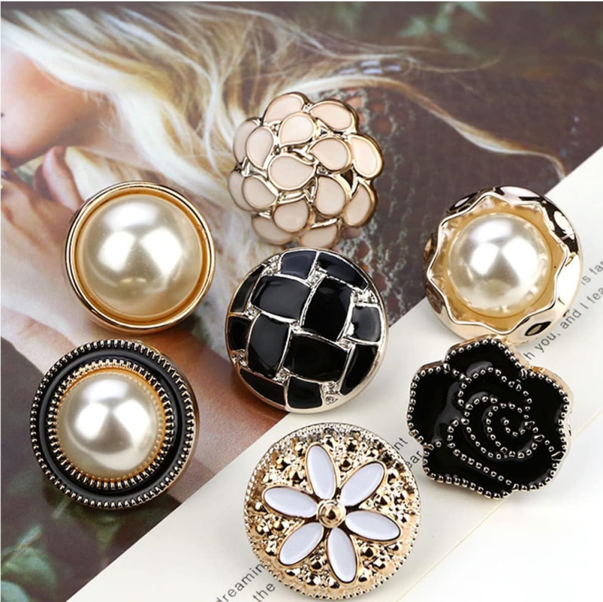 5Pcs Artificial Pearl Brooch Button Lapel Pins Detachable Dress Accessories image 3