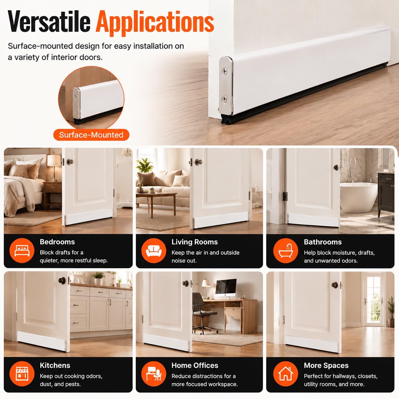 Guarnizione Automatica per Porta Paraspifferi per Porta – Blocca Rumore, Aria E Freddo | Sollevamento Automatico, Funzionamento Fluido Ed Efficienza Energetica(Wood,80 cm (31.5 in))