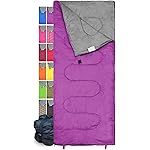 Lightweight Violet/Purple Sleeping Bag by RevalCamp. Indoor & Outdoor use. Great for Kids, Youth & Adults. Ultralight and Compact Bags are Perfect for Hiking, Backpacking, Camping & Travel.