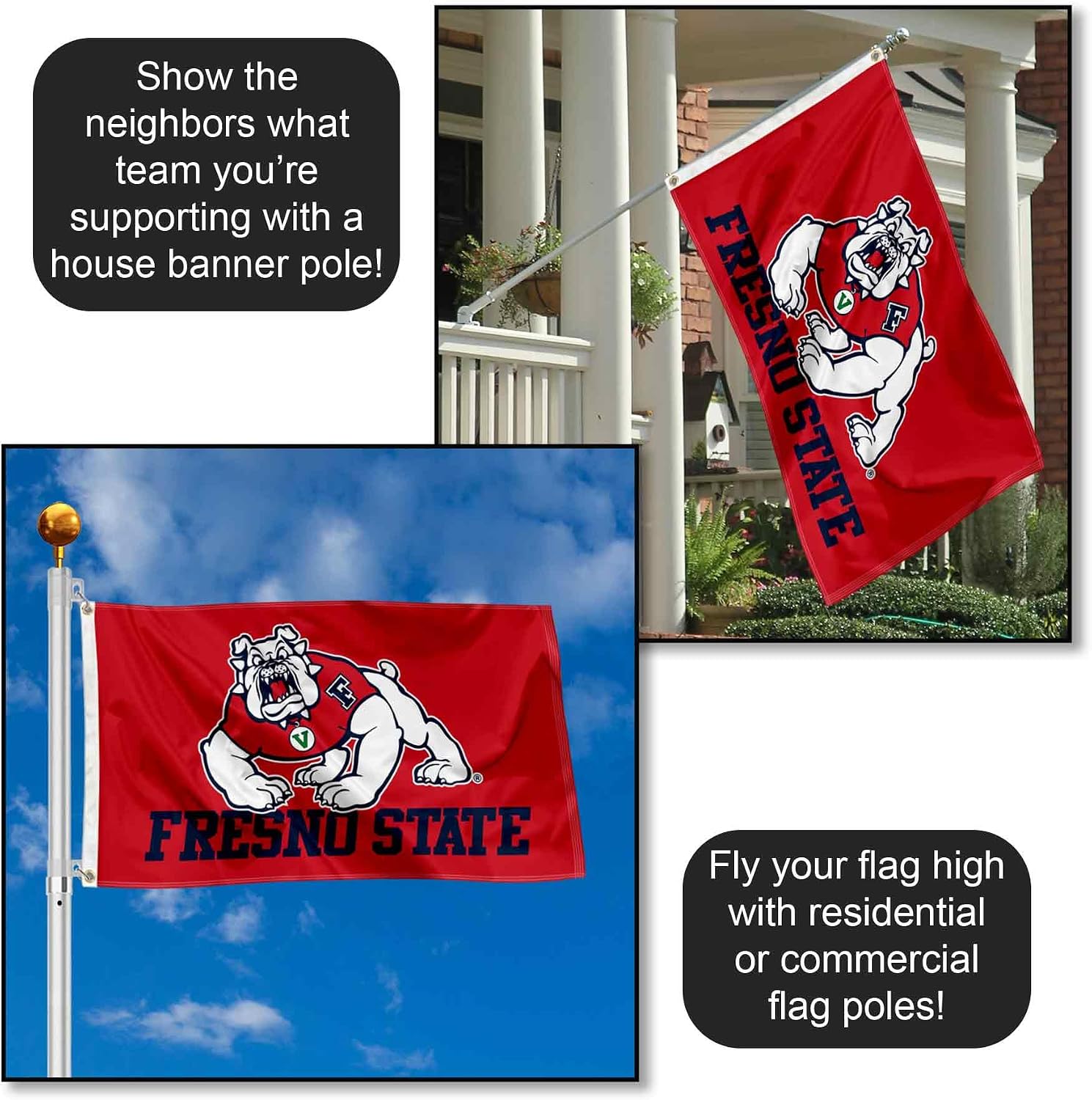 Fresno State Bulldogs Red Logo 3x5 Grommet Flag