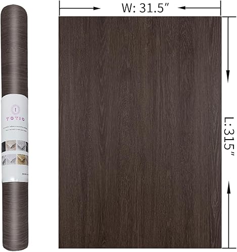 Miniatura 7 de TOTIO Papel tapiz de grano de madera extra ancho de 31.5 x 315 pulgadas, color marrón chocolate, textura de nogal oscuro, papel de contacto, diseño