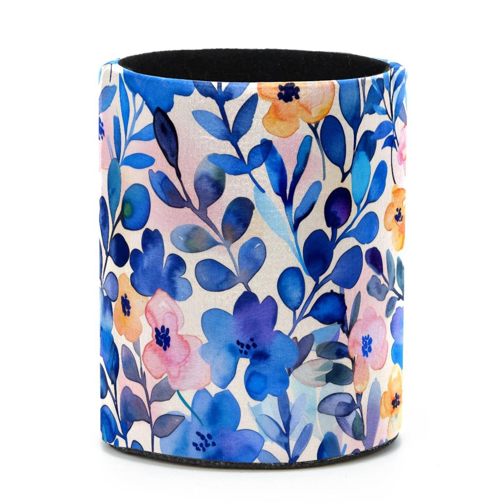 VAPOKF Round Pencil Holders for Desk, Watercolor Floral Pen Holders Pen Pot Makeup Brushes Storage Desktop Stationery Supplies Organiser for Home Office
