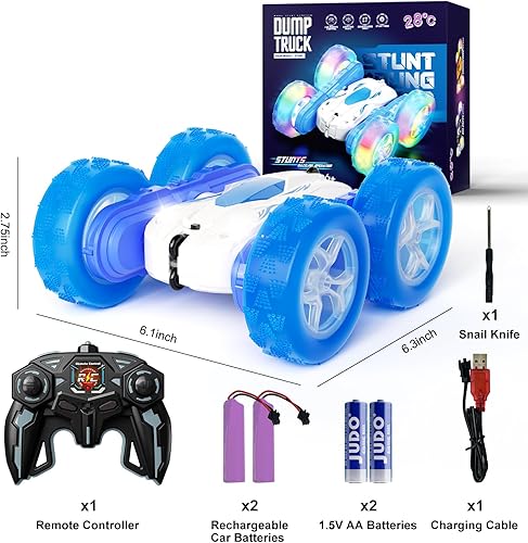 Miniatura 7 de Coches de acrobacias de juguete a control remoto de 82.4 F, Monster Trucks de control remoto 4WD 2.4Ghz RC Rock Crawler con faros, luces de rueda,