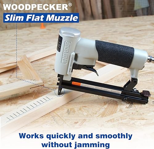 Miniatura 6 de WOODPECKER N7116 - Pistola de grapas de tapicería de calibre 22, 38 pulgadas, grapadora neumática para tapicería, serie 71, pistola de grapadora de
