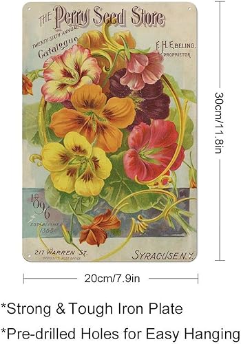 Miniatura 2 de Cartel retro de lata de metal, diseño de flores de capuchinas, decoración de pared de jardín, horticultura, cocina, decoración del hogar,