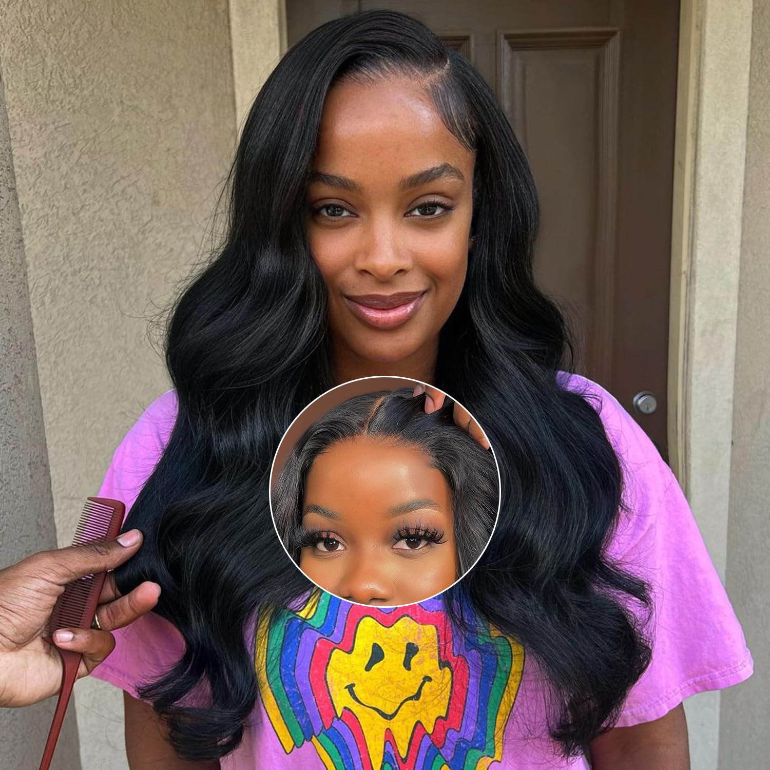 Bele Preplucked Glueless Ready To Wear and Go Wigs Glueless Wig Human Hair Pre Plucked Pre Cut 7x5 Invisible Secret 180% Density Brazillian Body Wave Lace Frontal Wigs for Black Women 24 Inch