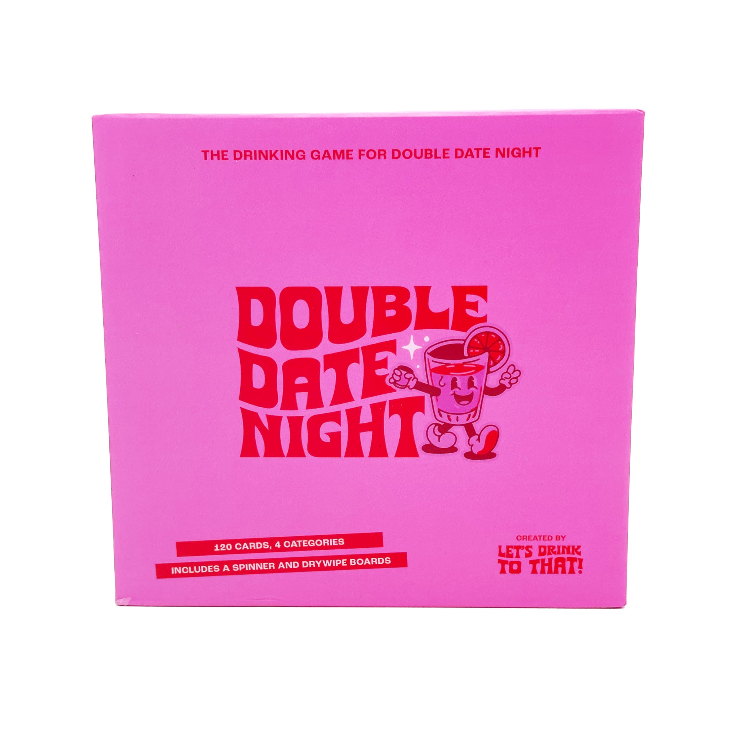 Island Dogs Let's Drink to That - Double Date Night - The Drinking Game for Double Dates - Includes 120 Cards, 4 Categories, Spinner, Dry Erase Board