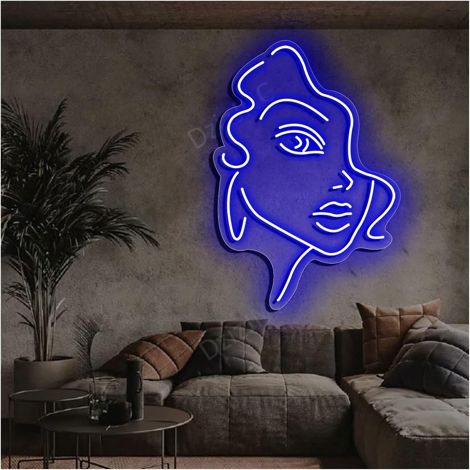 Neon LED znak świetlny neon ludzka twarz, spersonalizowane przyciemniane światła neonowe znaki do pokoju dekoracje ścienne do sypialni prezenty 34x50cm