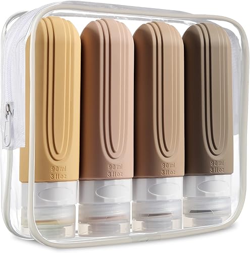 Botellas de viaje para artículos de tocador, aprobados por la Tsa, recipientes de tamaño de viaje de 3 onzas, sin BPA, a prueba de fugas,