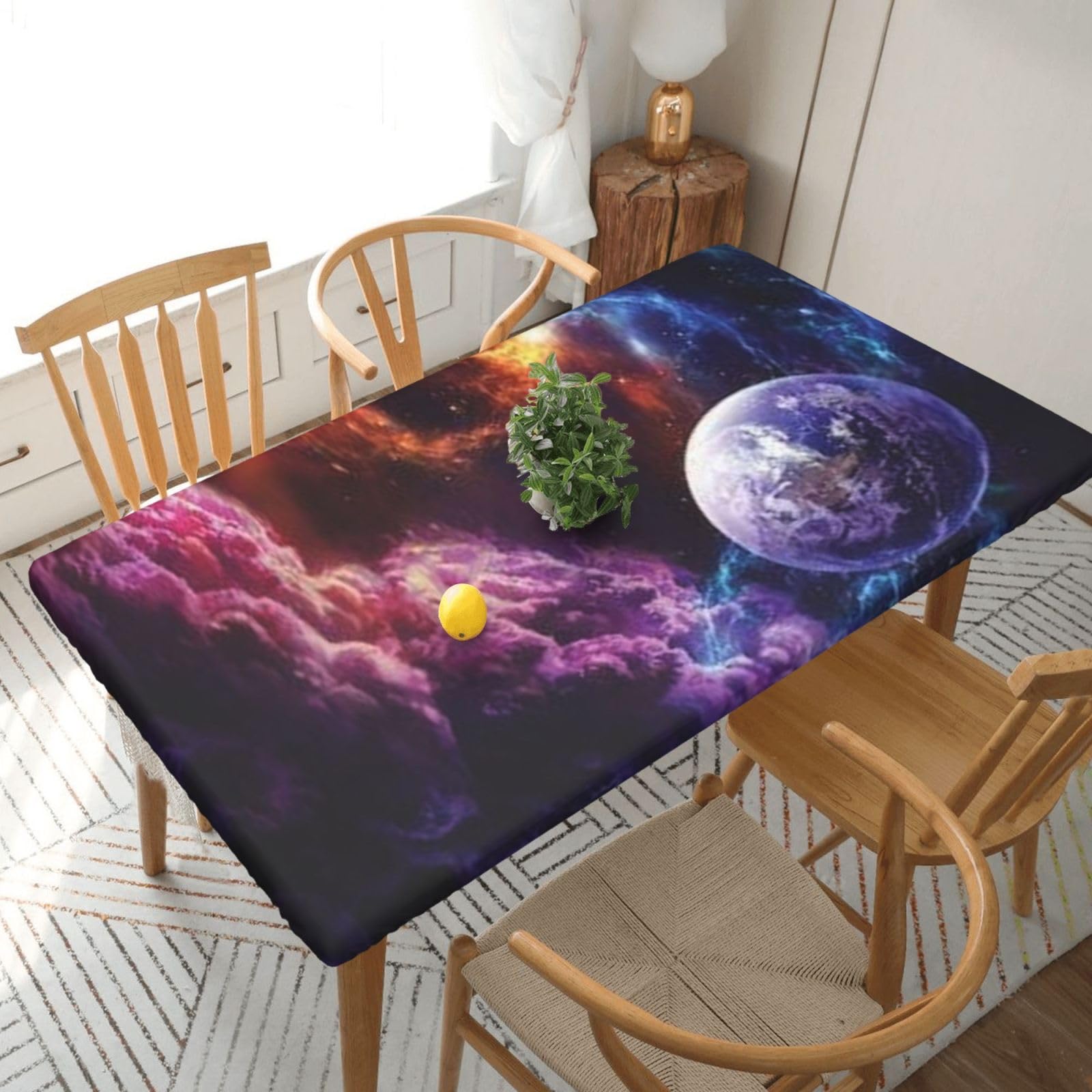 BNVSADC Planet Pattern Printed 5FT Tablecloth Polyester Kitchen Water Resistant Table Cloth Dining Table Decoration Table Covers, 152x76 CM