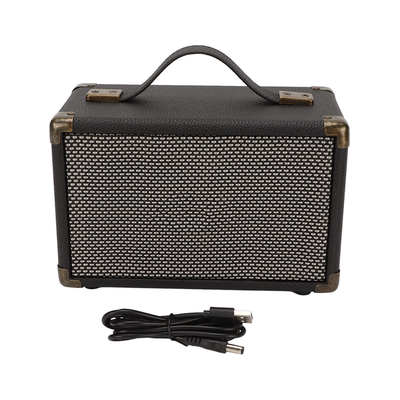 EMUKOEP Vintage Bluetooth-Lautsprecher, Klassisches Leder, Schwarz | Schwerer Bass, Knopfsteuerung, Kabellos, Für Zuhause/Büro