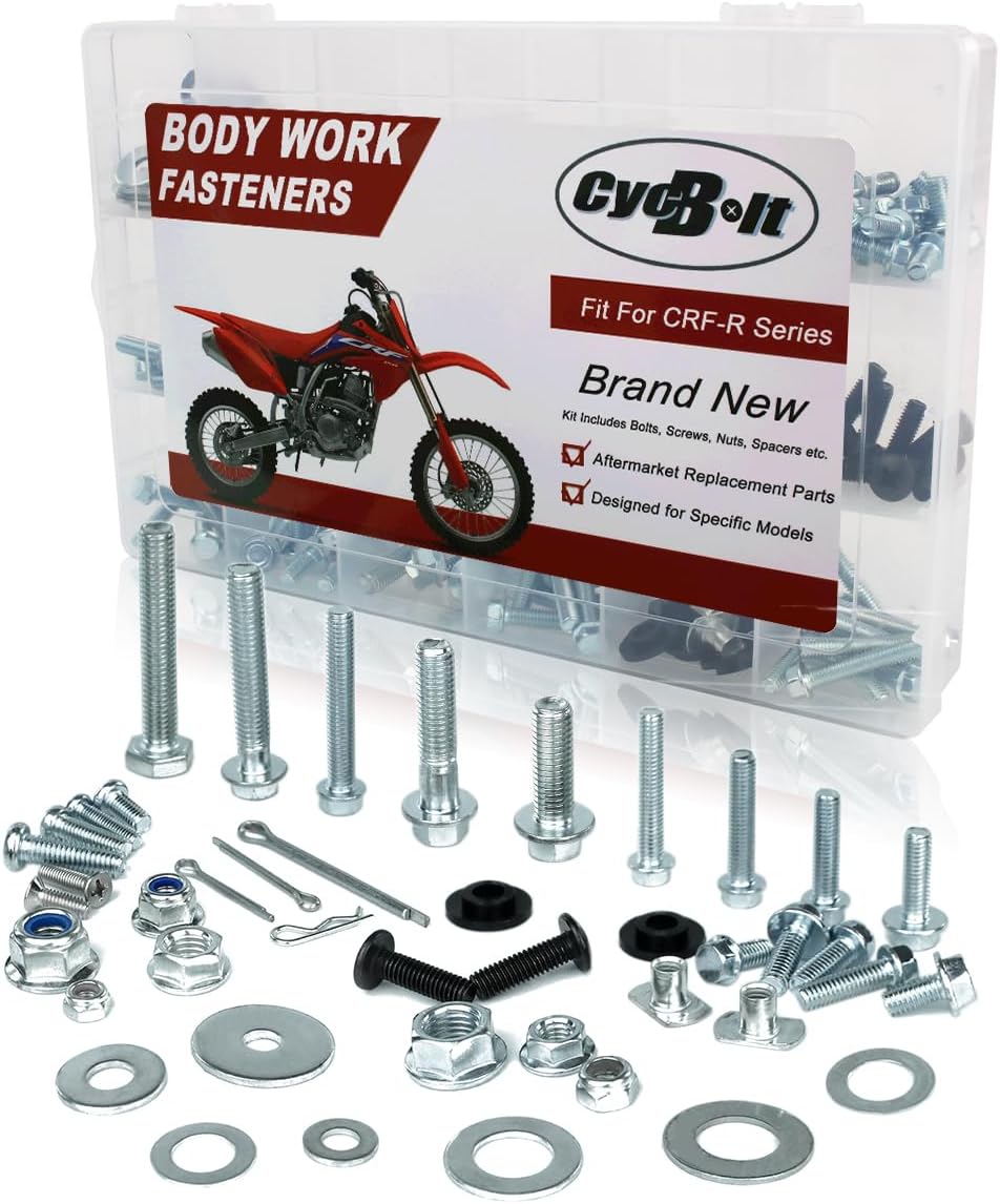 Dirt Bike Body Bolt Set Compatible with CRF450R CRF250R CRF150R CRF125R CRF450RX CRF250RX CRF450RWE Bodywork Screws 250 PCS Body Screw Kit Bolts Fastener Kits