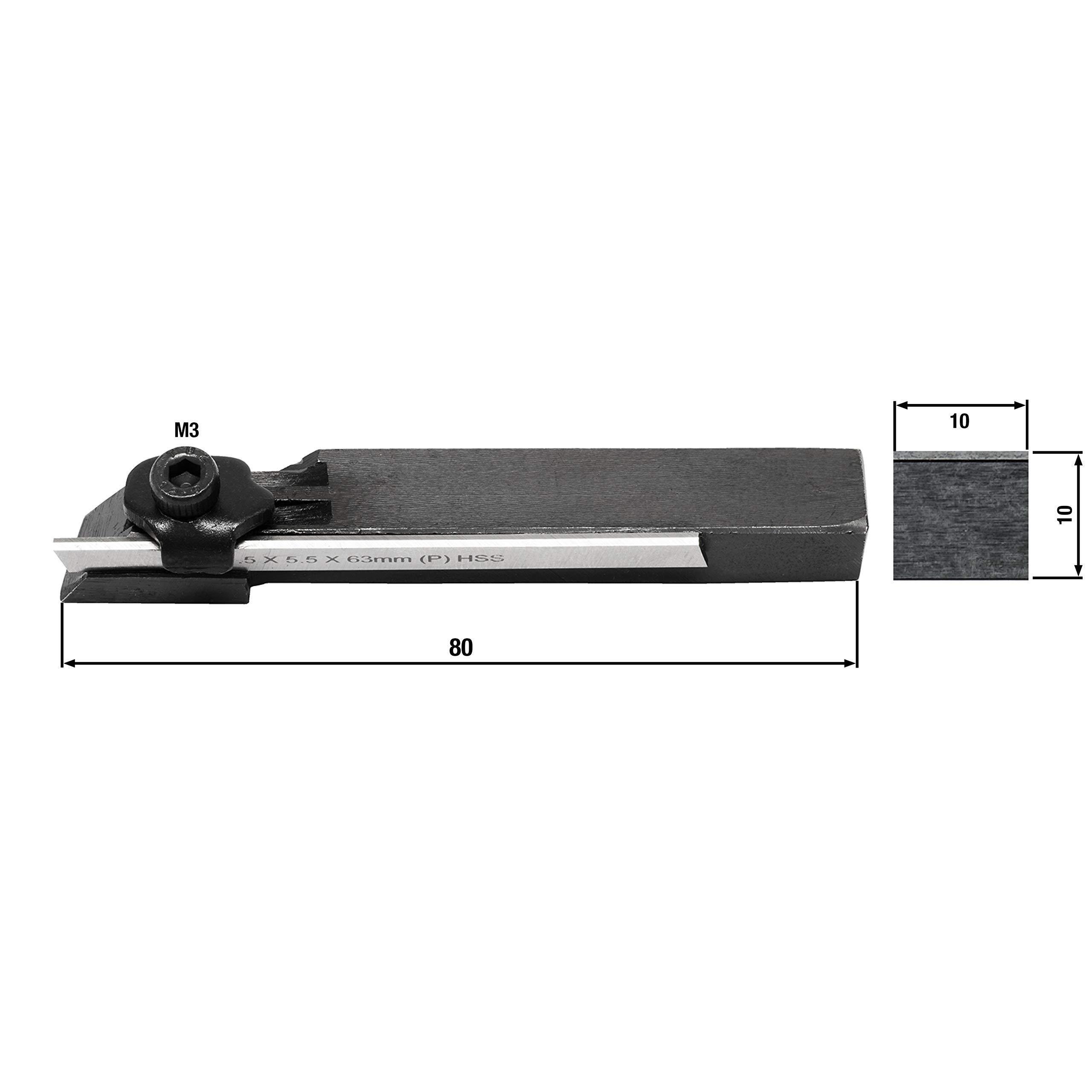WABECO Mini Abstechstahl Halter 10x10 mit 2 Abstechmesser HSS Abstechhalter Drehmeißel