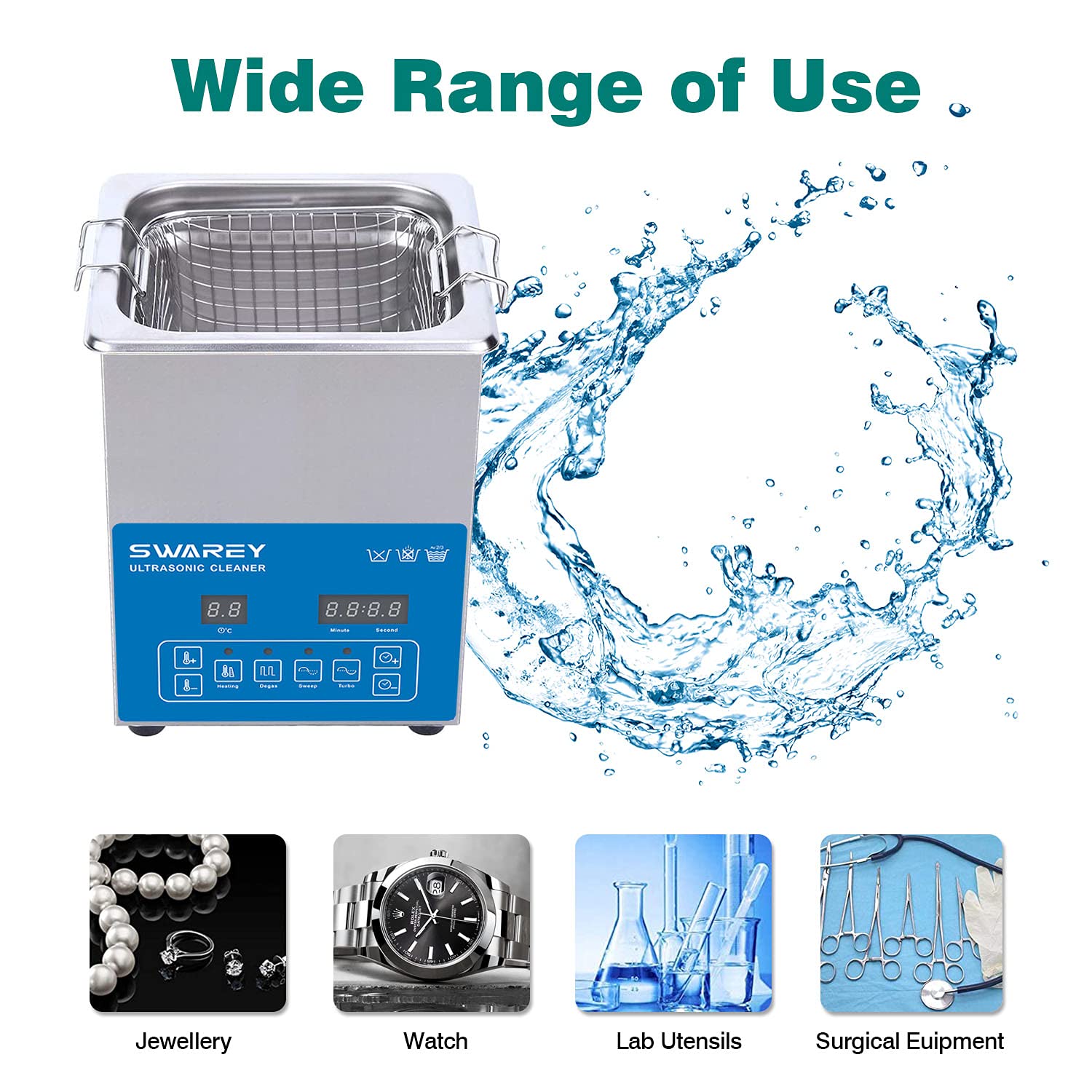 2,5L Ultraschallreinigungsgerät 40KHz 100W Ultraschallreiniger mit Heizung Timer für Zahnprothesen Schmuck Brillen Industriezubeh Vergaser Motorradteile Fahrradketten Leiterplatten 304Edelstahl