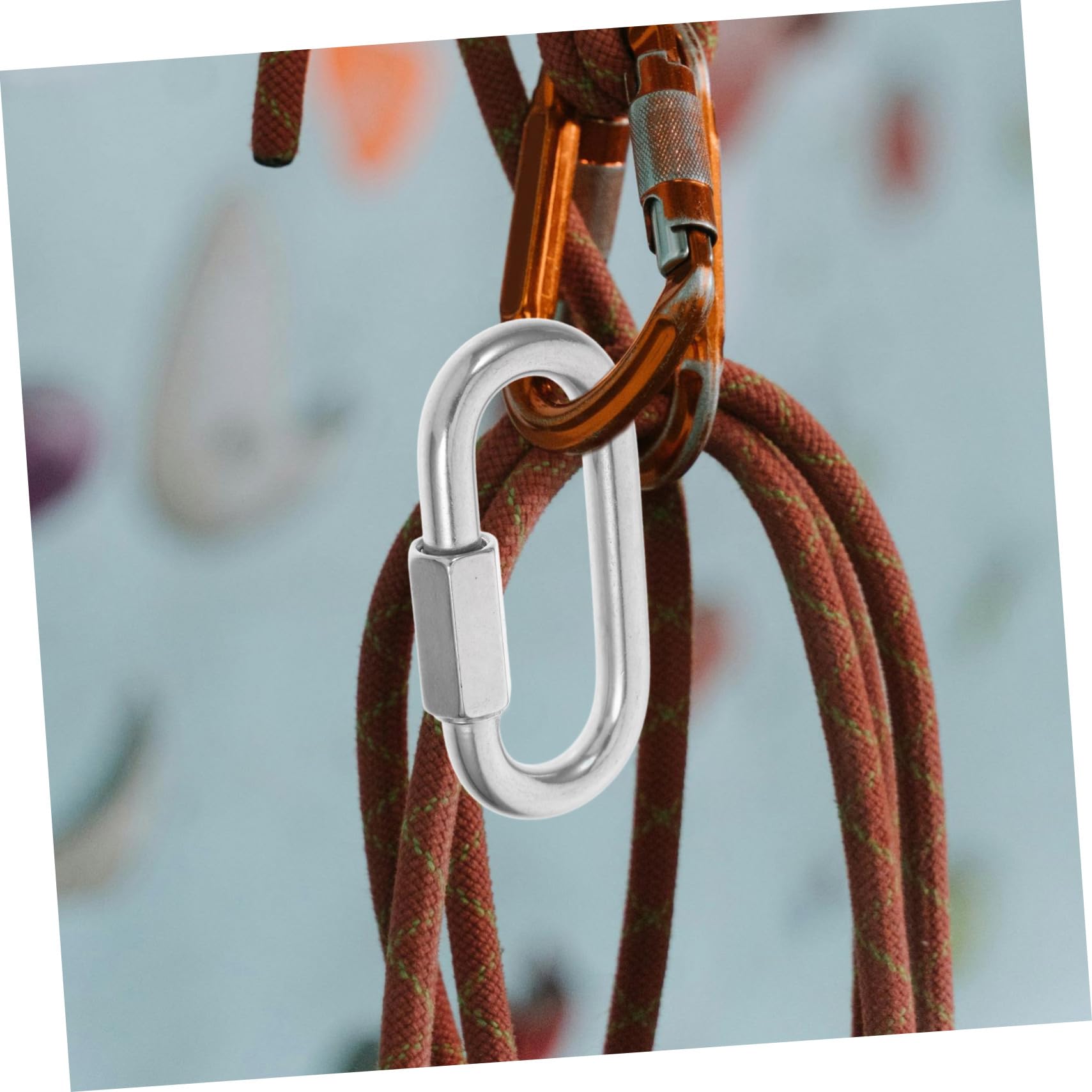 Yardenfun 10piezas Hebilla De Eslabón De Cadena De Seguridad Anillo d De Acero Inoxidable Eslabón De Cadena Ovalado Para Llaveros Accesorios De Camping Uso Exterior