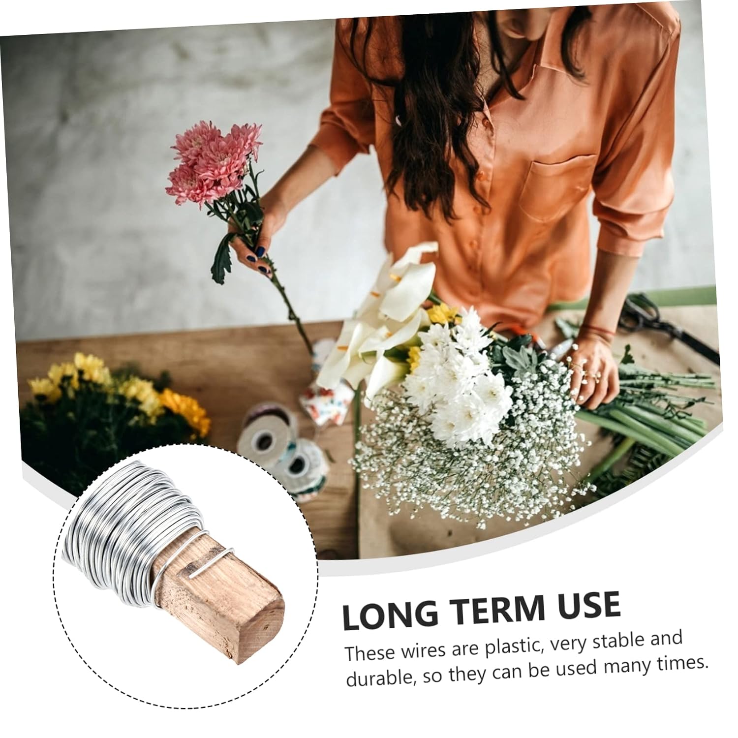3pcs Binding Wires for Flower Arrangement Flexible Iron Stems for Bouquets Lightweight Metal Wire for Crafts Gardening Projects and Handicrafts Total