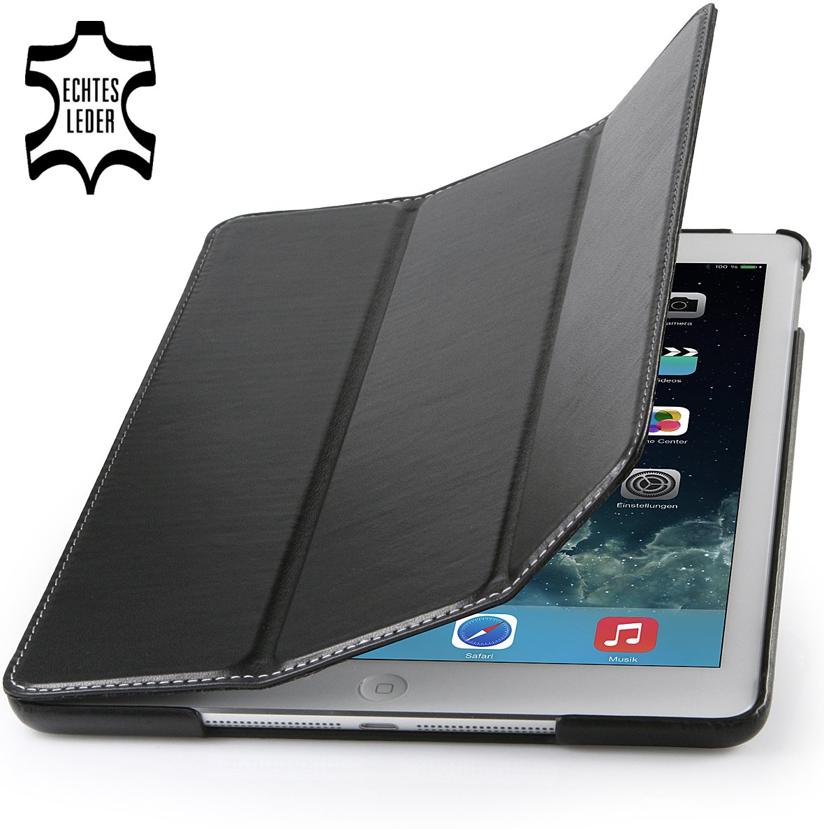 Buy StilGut Couverture, Genuine Leather Case for Apple iPad Air with Smart- Cover Function, Black Nappa Online at desertcartBahamas