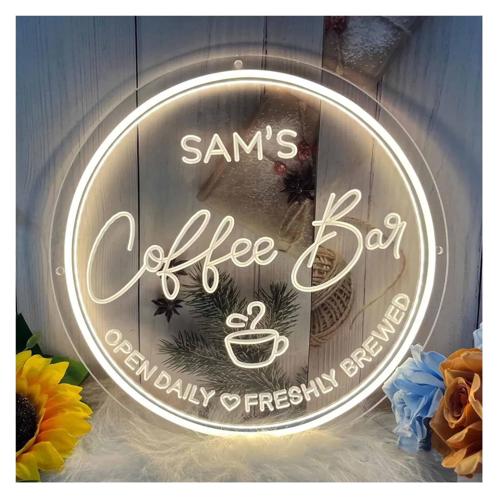 SHOUXI Sign Lamp Coffee Bar Neon Sign for Kitchen Decor Shop Sign(A,40cm)