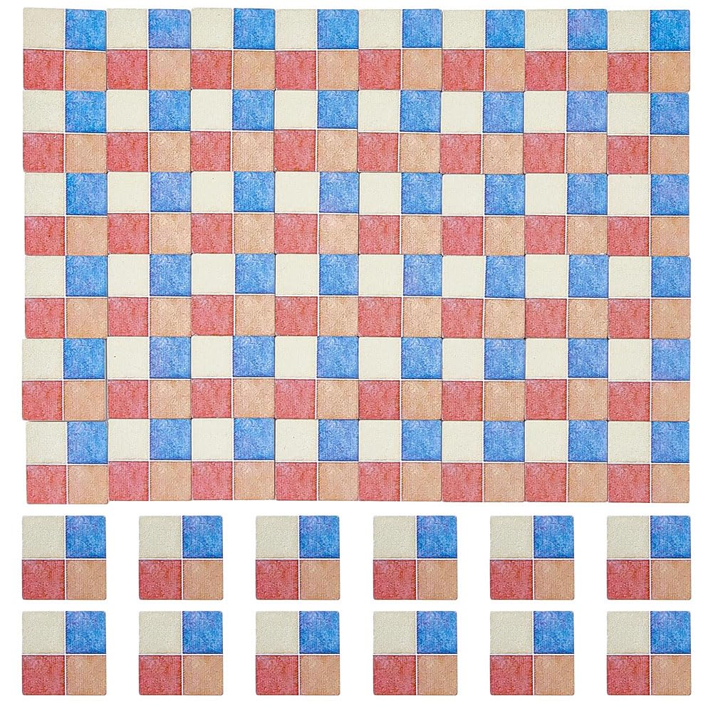 FINGERINSPIRE 60PCS Dollhouse Flooring on 1/12 Scale 1/6 Scale Square Wood Floor Models Colorful Double-Sided Dollhouse Floor Tiles Micro Landscape Dollhouses Accessories Pretending Prop Decorations
