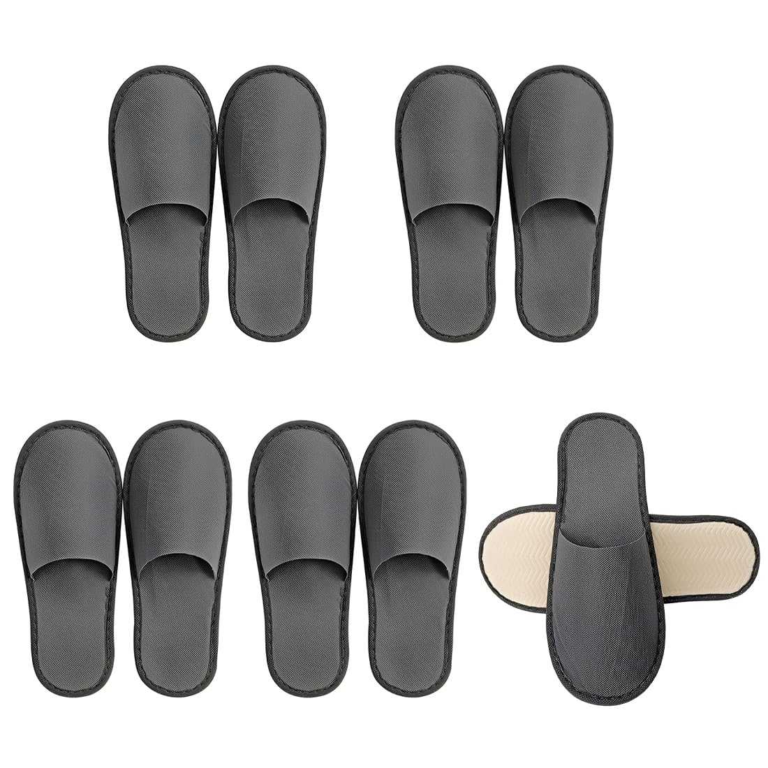 5 Paia Ciabatte Monouso,Ciabatte Ospiti lavabili,Tessuto non Tessuto da 5mm,Pantofole Portatili Unisex Antiscivolo per Hotel Spa Casa Viaggi(40-43 yard)