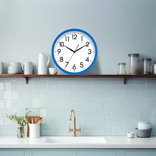 Miniatura 238 de AKCISOT Reloj de pared, moderno y pequeño, funciona con pilas, de 8 pulgadas, silencioso, analógico, clásico, para oficina, hogar, baño, cocina