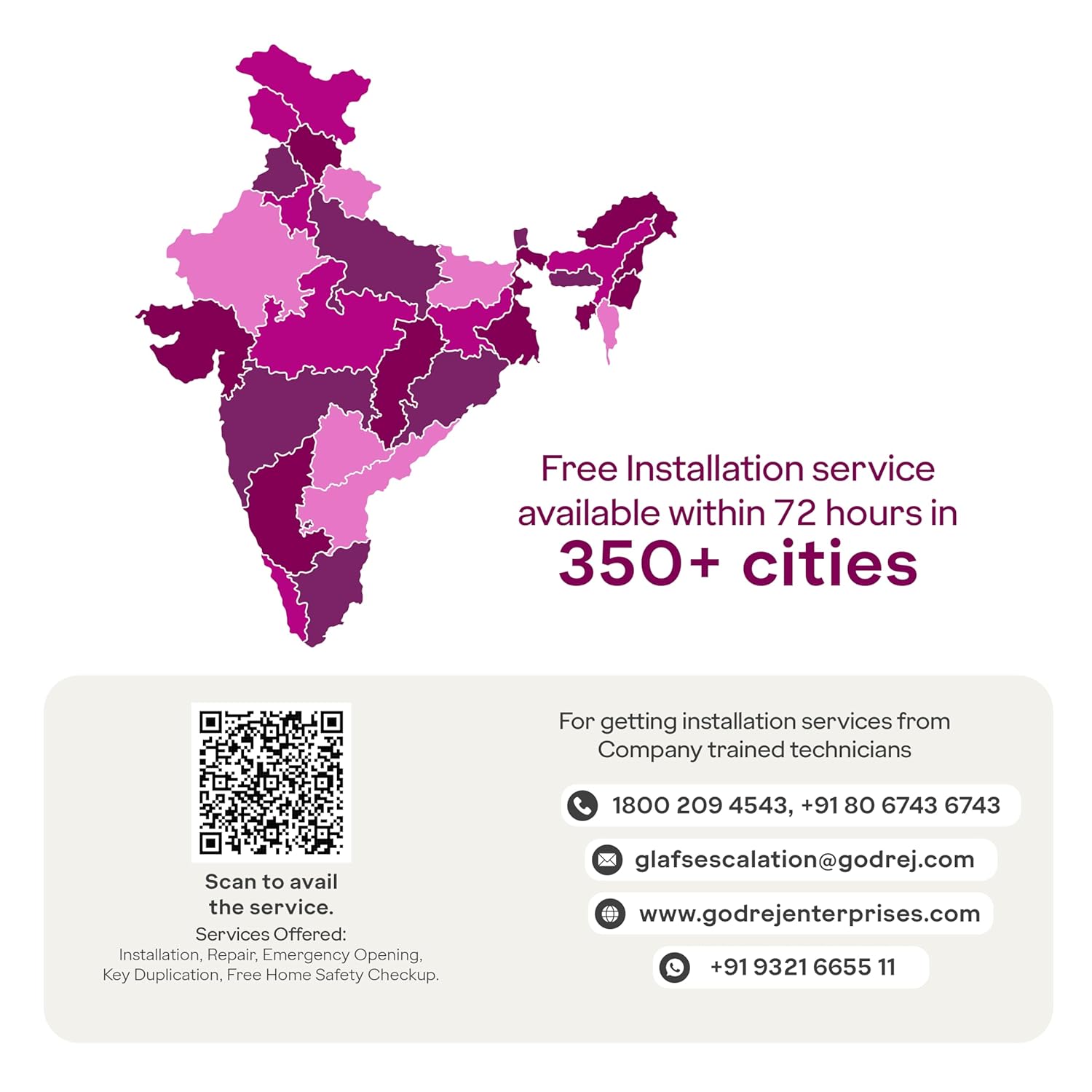 Godrej Free Installation Service Map and Contact Information