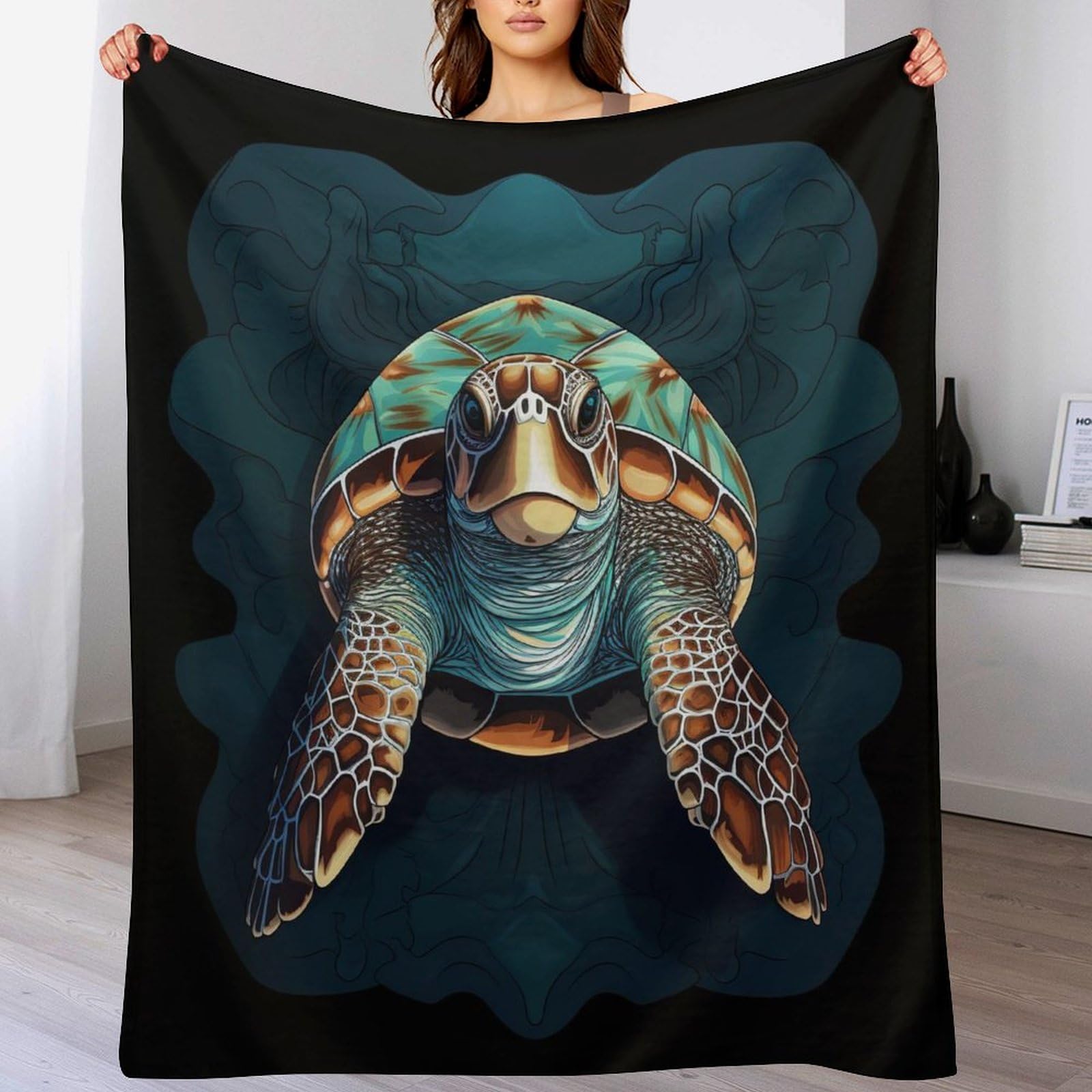 Couverture polaire tortue 180x200cm en flanelle polyester