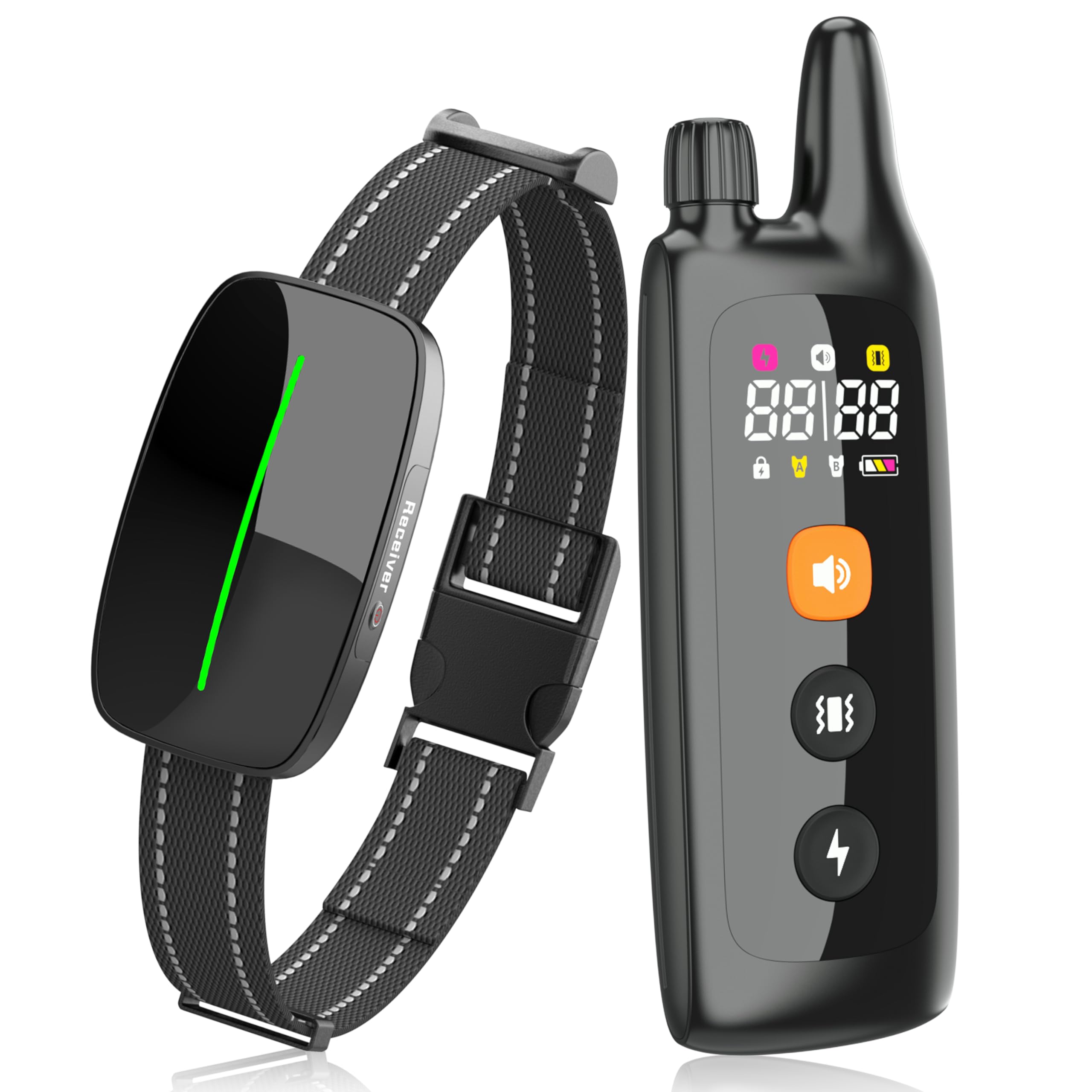 Dog Training Shock Collar 4000FT Dog Bark Collar with Remote IP67 Waterproof 4 Training Modes Beep Vibration Shock Light Mode Magnetic Charger Electric Dogs Collar 8-25 inches Single Shock Sea