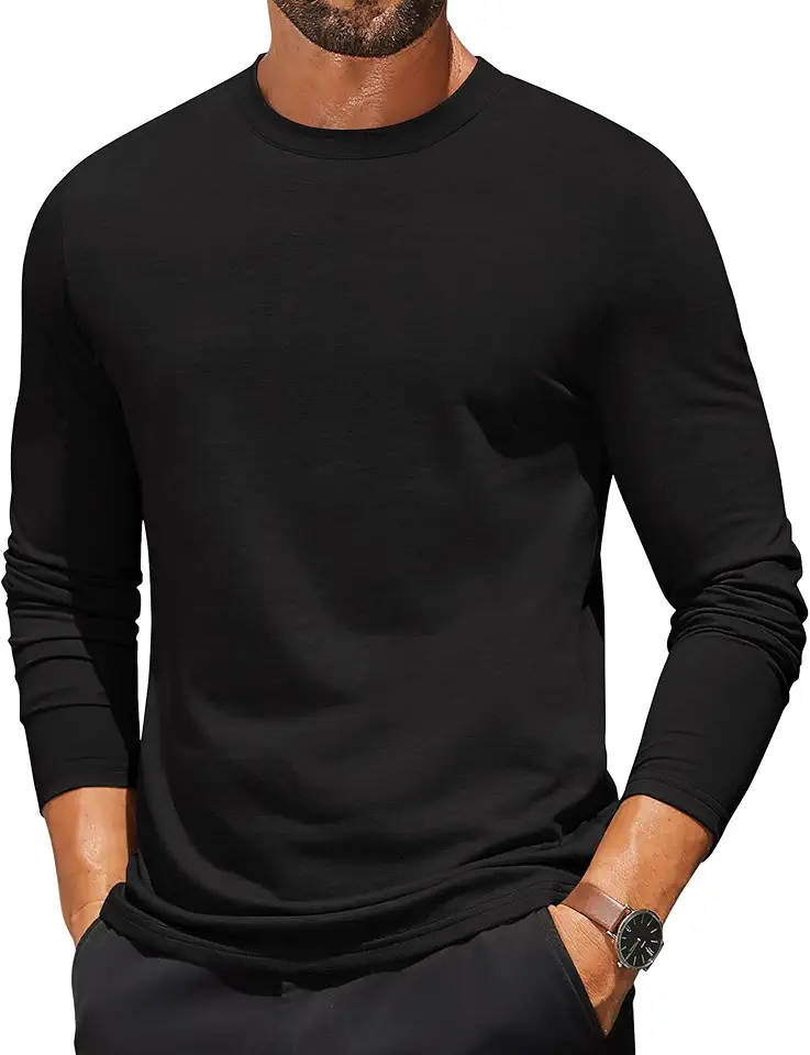 COOFANDY Mens Long Sleeve T Shirts Crew Neck Casual Basic Tee Shirt Lightweight Pullover Shirts