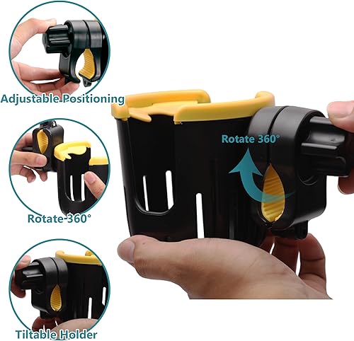 Miniatura 4 de Portavasos para silla de ruedas, soporte para botella con ranuras para asa de taza para rollador, cochecito, soporte para vasos de café con clip