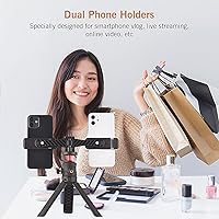 Vista 4 de Andoer AD-04 Soporte de trípode universal para teléfono con soportes para teléfono duales Abrazadera horizontal vertical para teléfono 4 Soporte