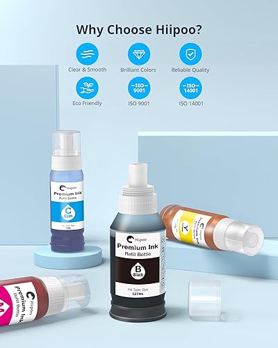 Miniatura 3 de Hiipoo 502 522 Repuesto de botella de tinta de repuesto para Epson 502 522 (no para sublimación) para ET-2750 ET2720 ET-2803 ET-2800 ET-3750 ET-4750