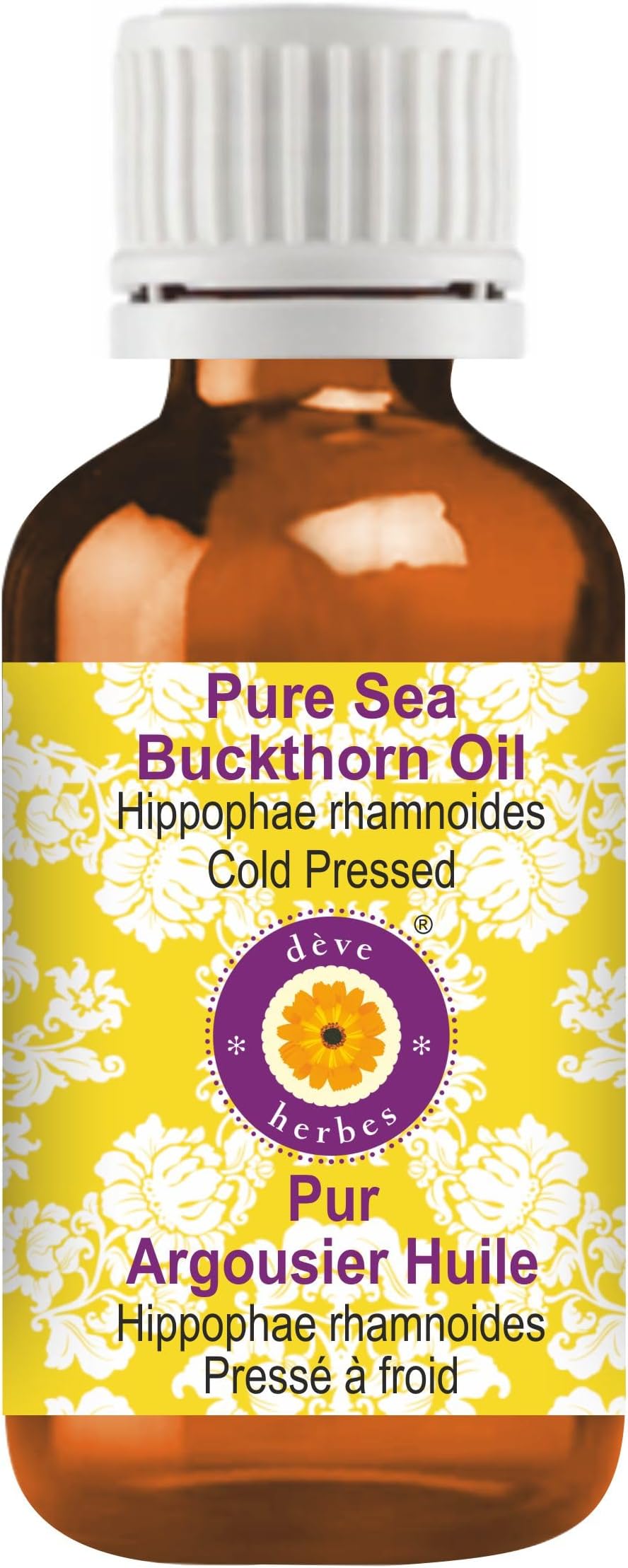 – Deve Herbes Pure Sea Buckthorn Oil (Hippophae rhamnoides) Cold Pressed 15ml (0.50 oz)