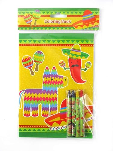 Miniatura 5 de TINYMILLS Juego de libros para colorear de fiesta mexicana para niños, recuerdos de fiesta con 12 libros para colorear y 48 crayones para fiesta,