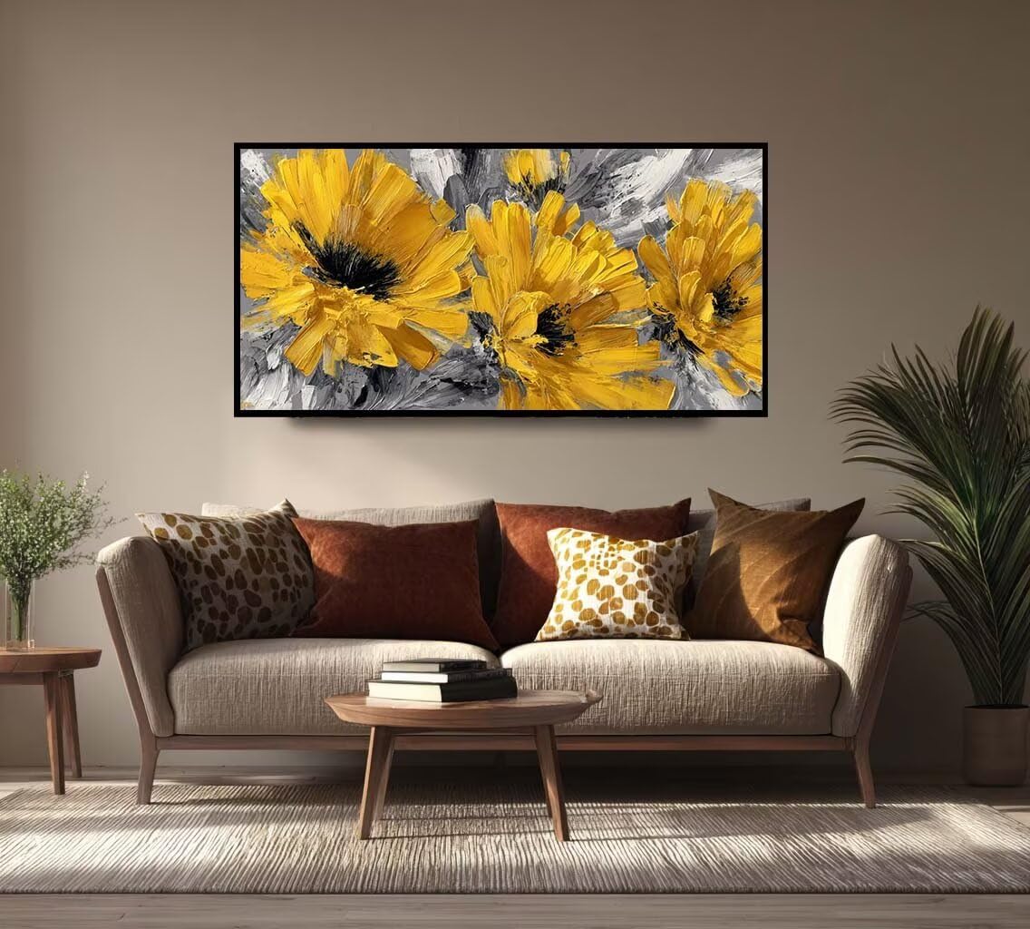 Malowanie diamentami Żółta stokrotka, 5D Diamentowe malowanie pełny zestaw retro dla dorosłych 100 x 200 cm, DIY kwadratowe pełne wiertło koraliki do przyklejania do dekoracji domu prezenty (DP362)