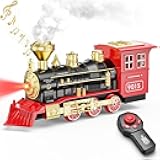 Remote Control Train Locomotive, Train Steam Engine Toy w/Smoke, Lights & Sounds, Christmas Trains Toys Gifts for 3 4 5 6 7 8+ Years Old Kids