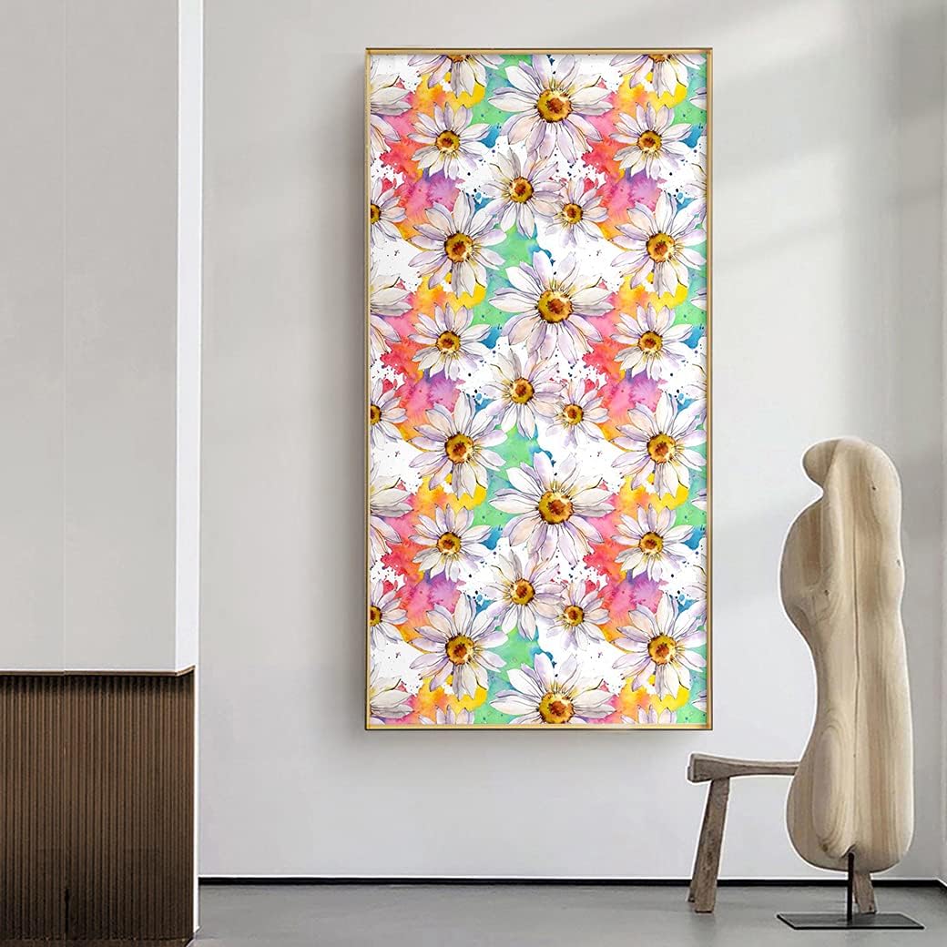 Blooming Wall DPY38 Peel and Stick Multicolor White Daisy Wallpaper Floral Self-Adhesive Prepasted Wallpaper Wall Mural Wall Decor