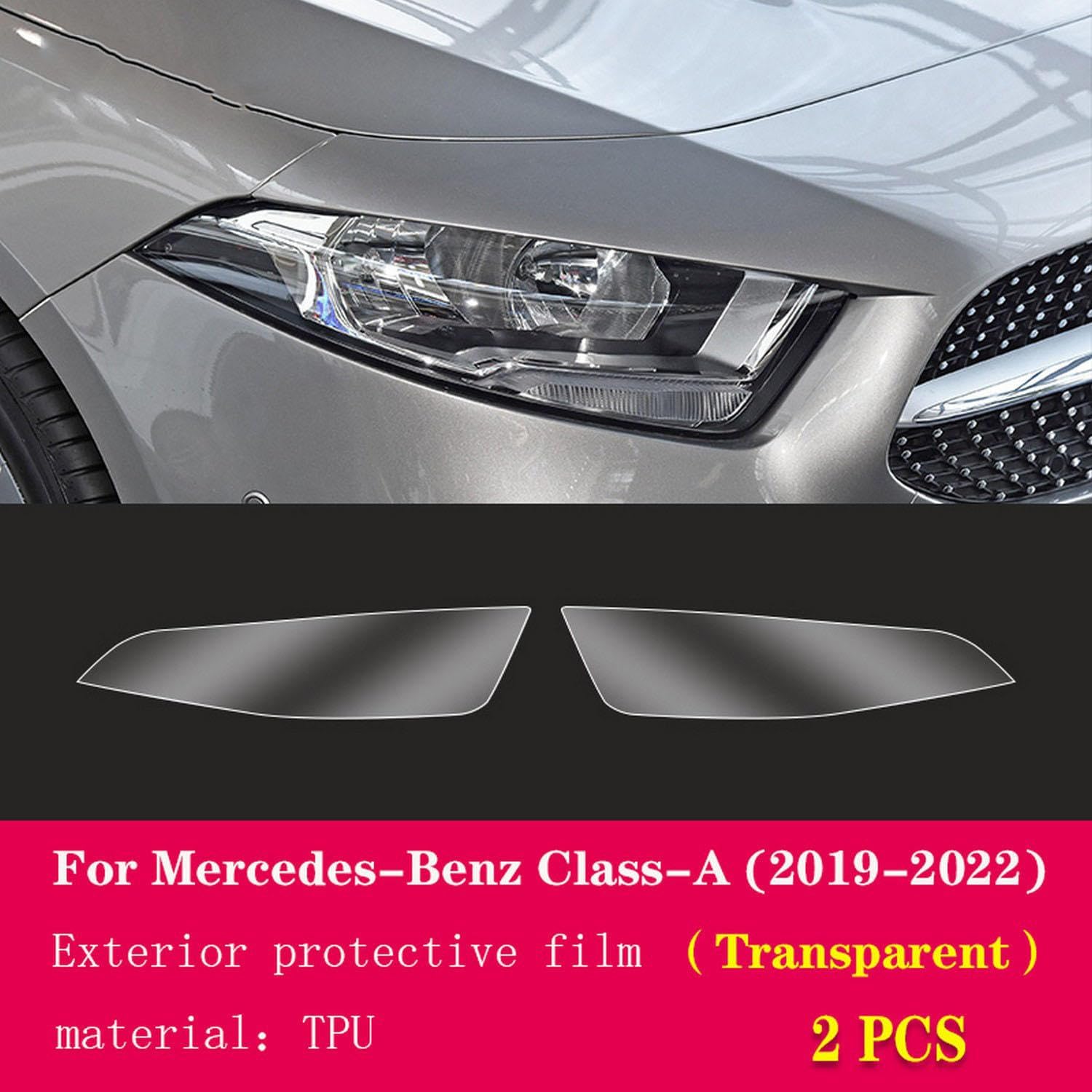 Car Exterior Film TPU Headlamps Protective Film Anti Scratch Repair Membrane,for Mercedes-Benz Class-A 2019-2023