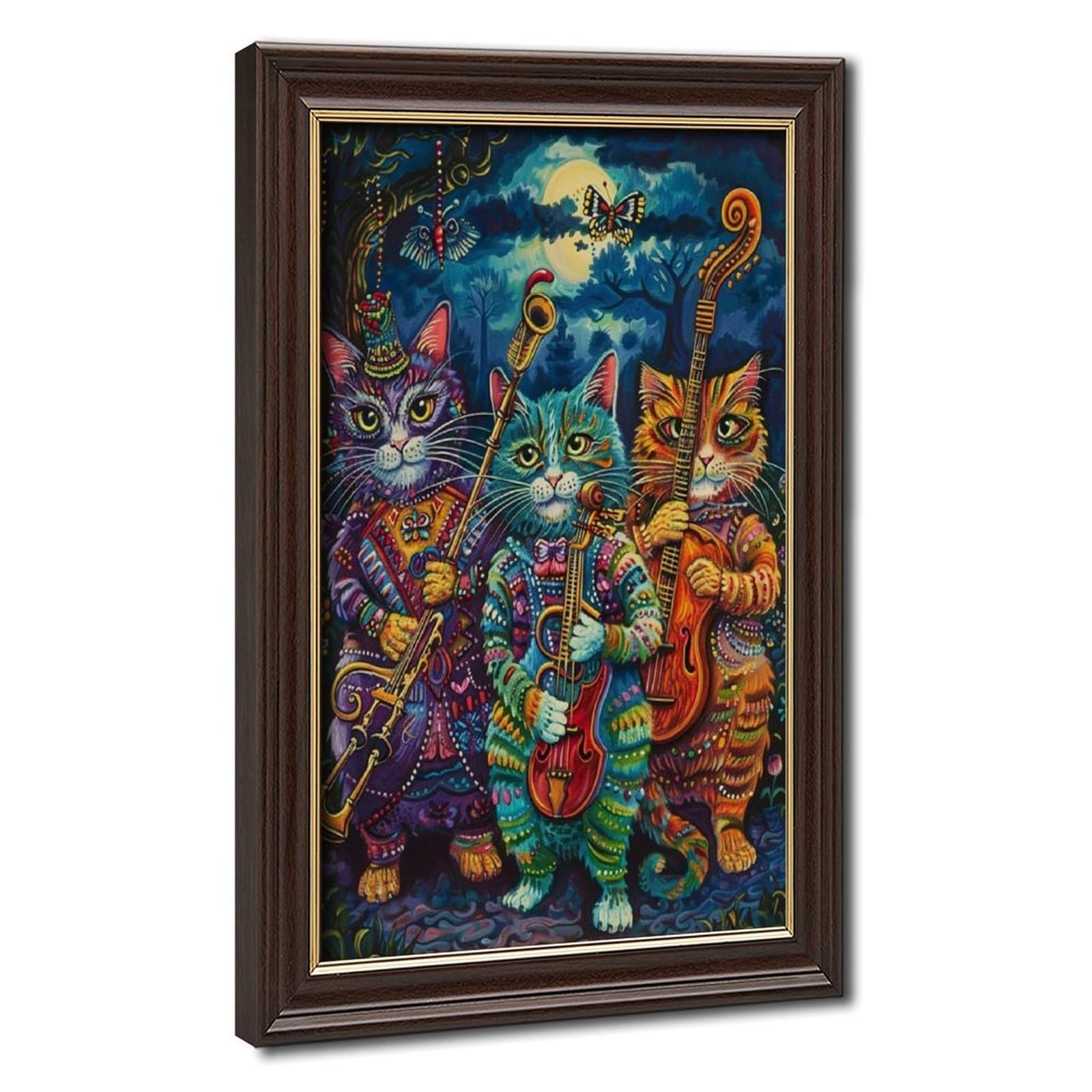 LXWNZE Colorful Cats Playing – Delightful Louis Wain Style Art Canvas Poster Bedroom Decor Landscape Office Room Decor Gift 24" L X 36" W
