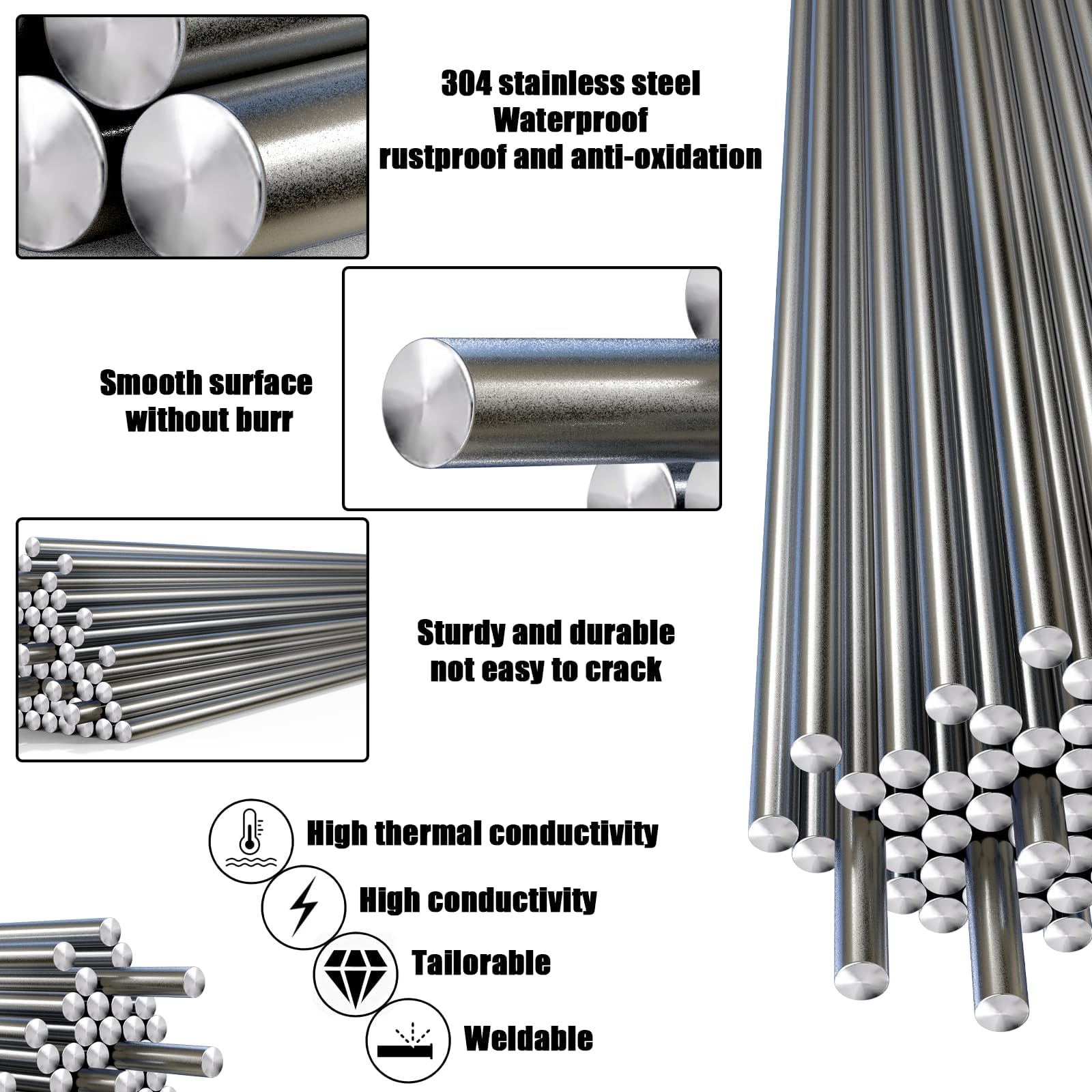 35 sztuk drutów ze stali sprężynowej, drut ze stali nierdzewnej, metalowe pręty 1,0 mm x 400 mm, metalowy pręt ze stali nierdzewnej, pręt sprężynowy, okrągły pręt ze stali nierdzewnej, okrągłe pręty