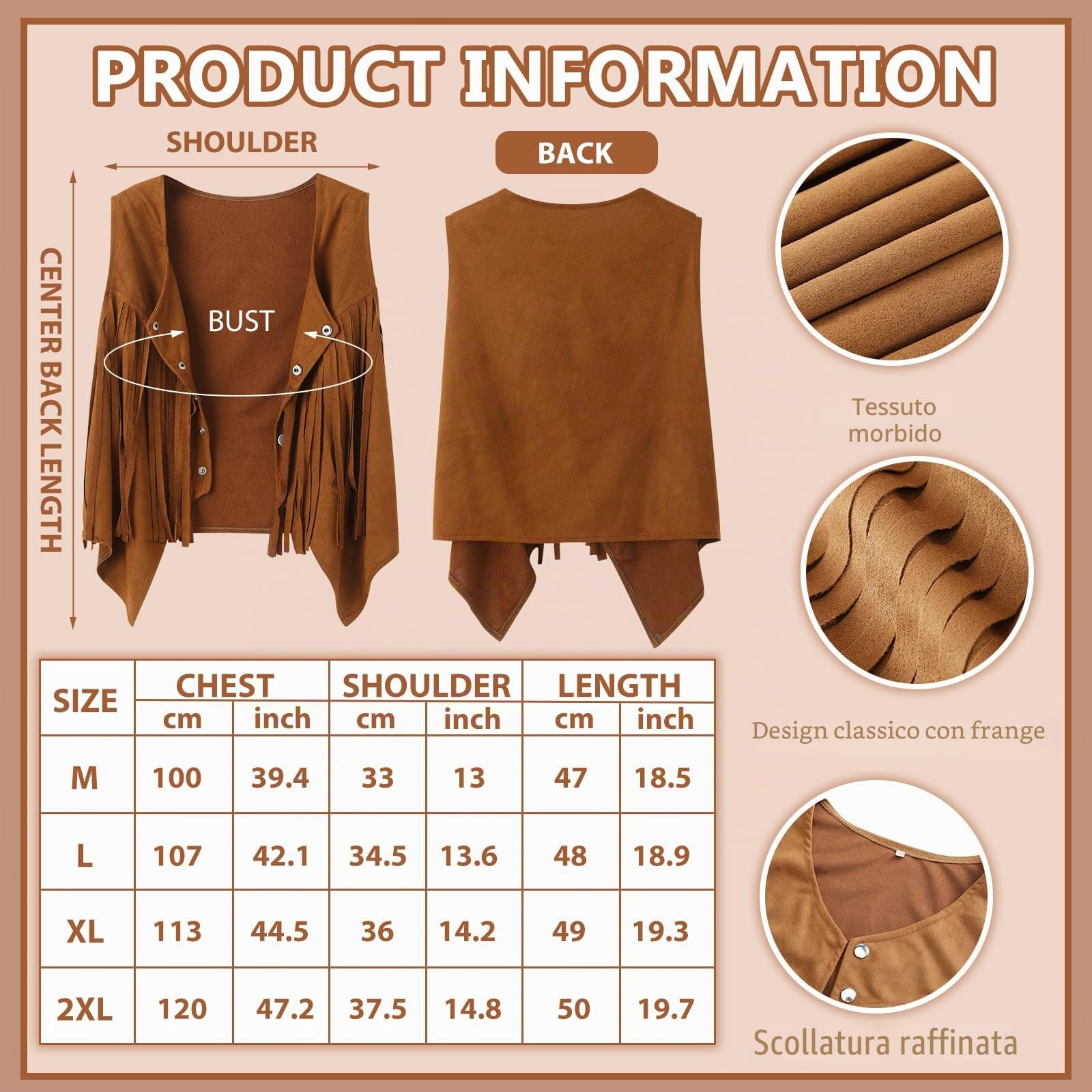 Set di 7 accessori per costume da cowgirl occidentale da donna, con gilet in nappa, cappello da cowgirl, orecchini, anelli, bracciali per carnevale, Halloween, cosplay