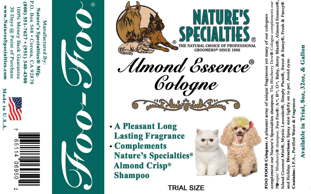 Nature's Specialties Almond Essence Dog Cologne for Pets, Natural Choice for Professional Groomers, Ready to Use Perfume, Finishing Spray, Made in USA, 32 oz